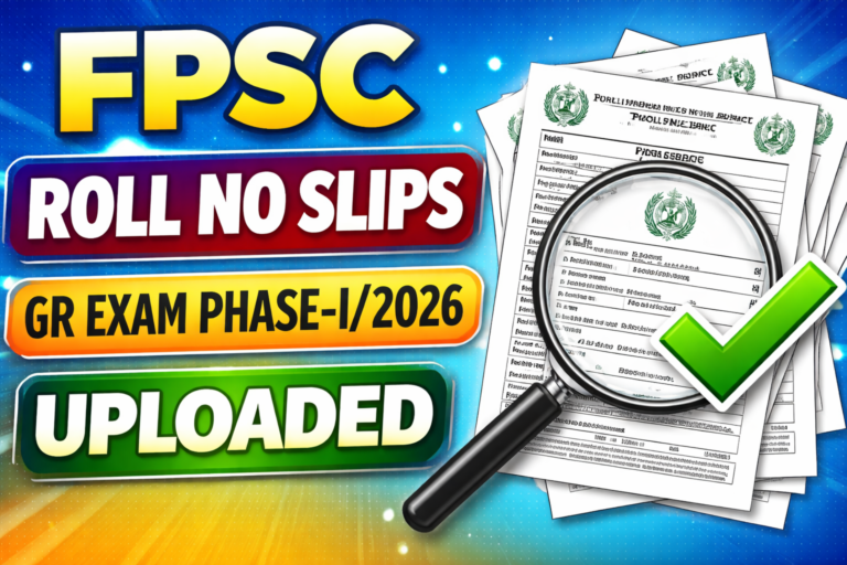 FPSC Roll No Slips 2026 Uploaded Phase 1 Download Now (ASF, Lecturer, EST)