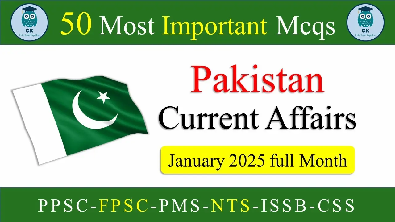 Pakistan Current Affairs MCQs 2025 with Answers Monthly