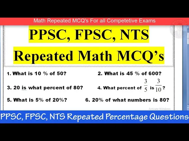 Maths MCQs for PPSC, FPSC & NTS: Topic-Wise Practice