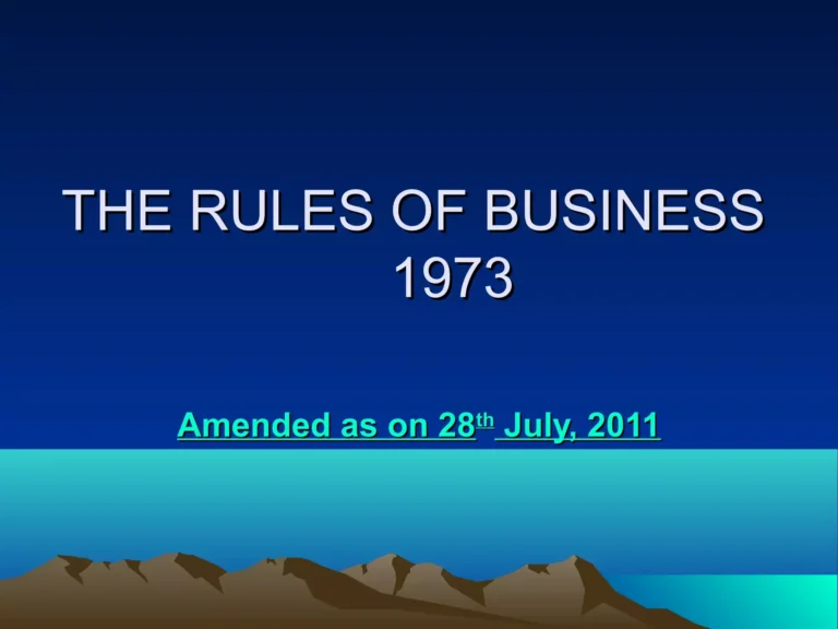 Rules of Business 1973 MCQs with Answers Guide