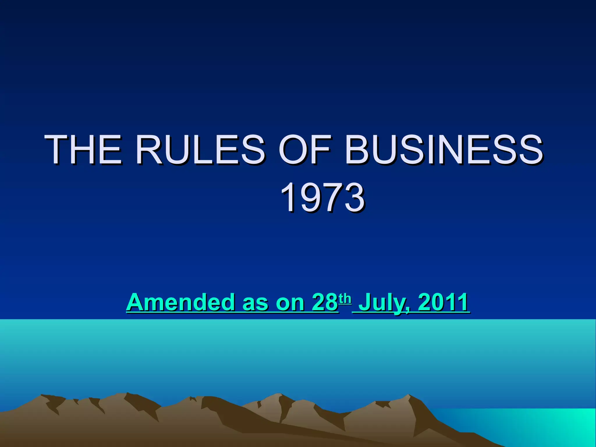 Rules of Business 1973 MCQs with Answers Guide