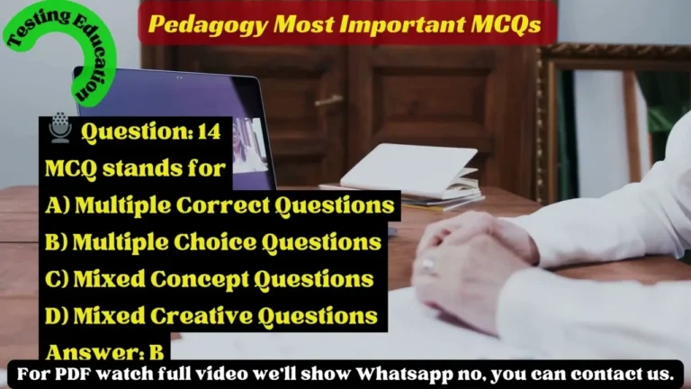 Pedagogy MCQs for Punjab School Educator and SST Jobs 2026 with Answers