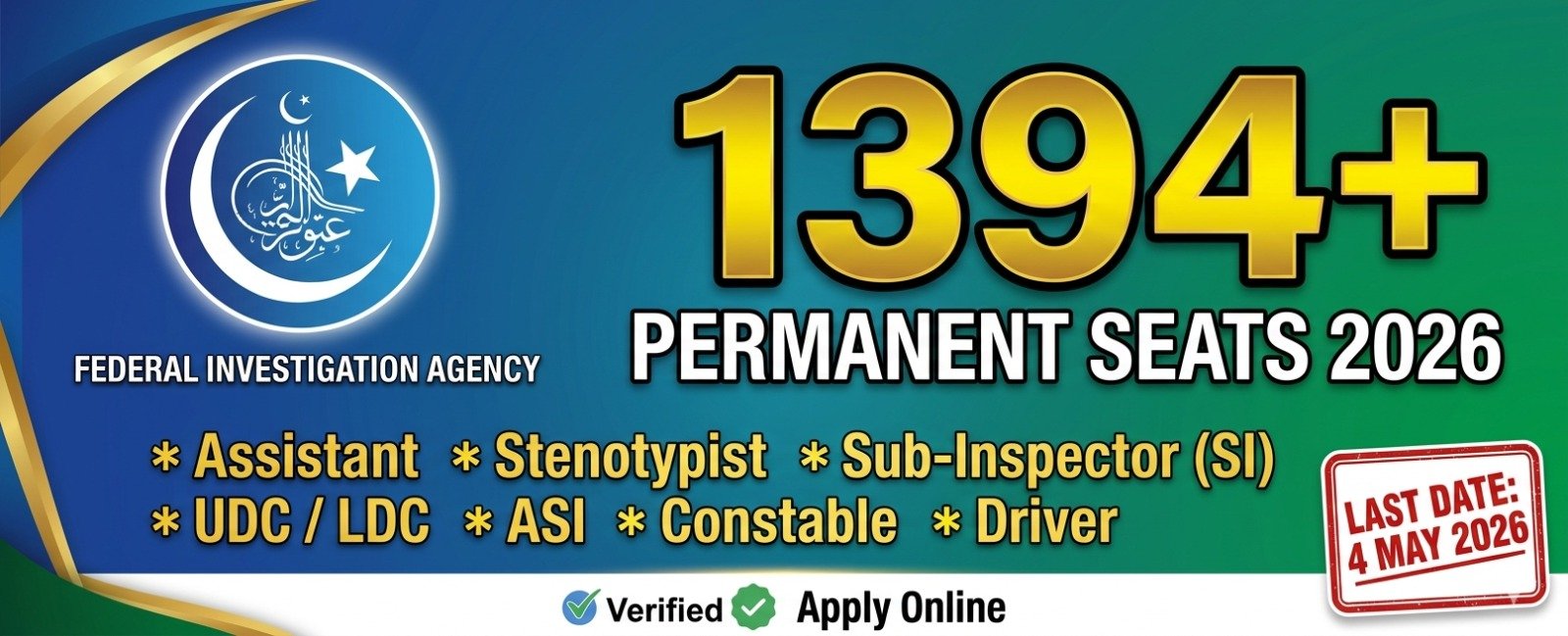FIA Jobs 2026 | 1394+ Permanent Positions | Apply Online at jobs.fia.gov.pk